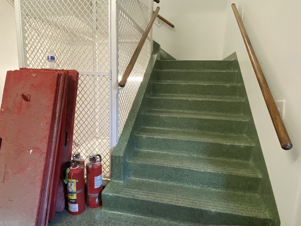 Typical internal stairwell showing restored terrazzo flooring